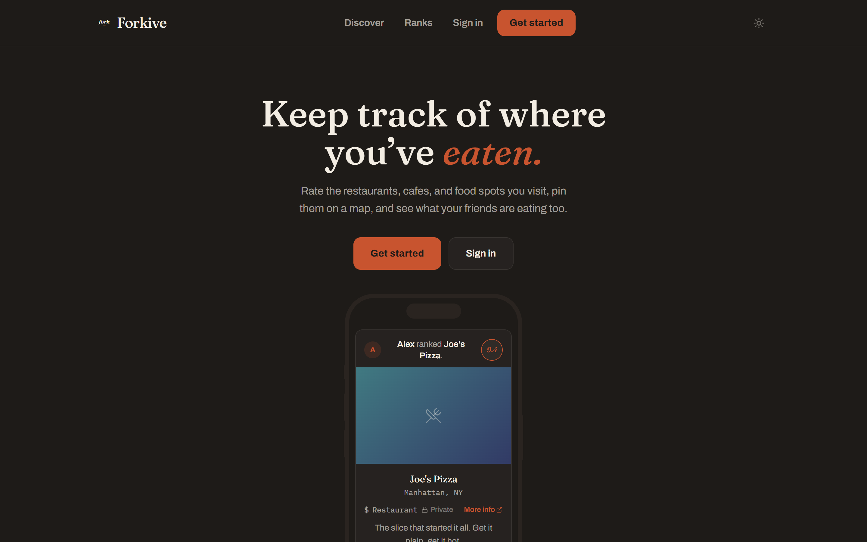 Forkive landing page on desktop